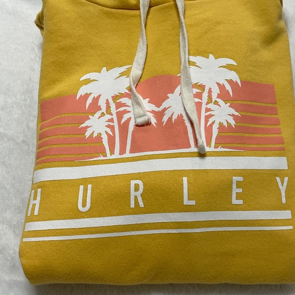 Hurley Pullover Hoodie Yellow Graphic Women's Medium with front pocket - Picture 11 of 11
